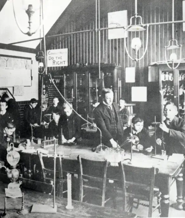 Framed Print : Science classroom, South Wales coalfield Framed Print : Science classroom, South Wales coalfield