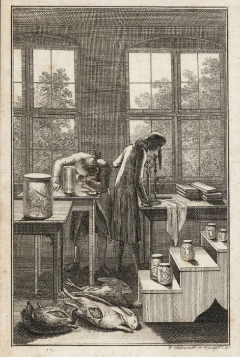 Framed Print : Scientists in a lab examining specimens in Framed Print : Scientists in a lab examining specimens in