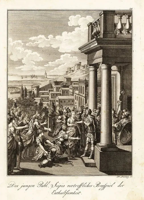 Framed Print : Scipio reuniting a captive Carthaginian woman with her fiance