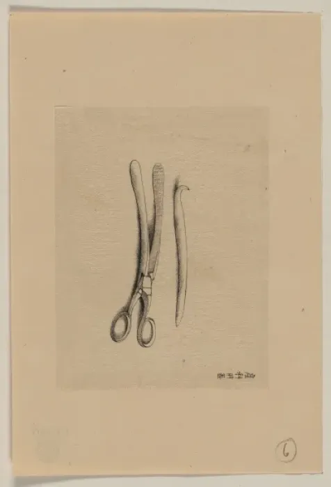 Framed Print : Scissor clamps and hooked probe? Framed Print : Scissor clamps and hooked probe?