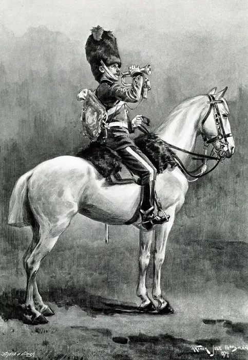Framed Print : Scots Greys Trumpeter on horseback Framed Print : Scots Greys Trumpeter on horseback