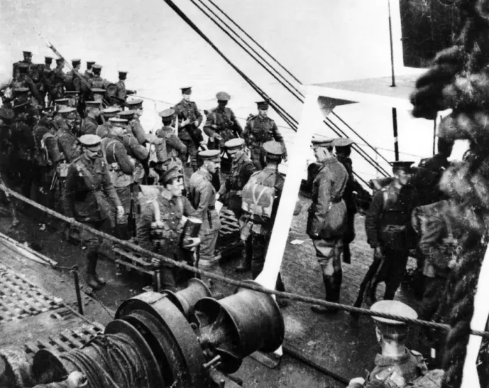 Framed Print : Scots Guards on board SS Lake Michigan, WW1 Framed Print : Scots Guards on board SS Lake Michigan, WW1
