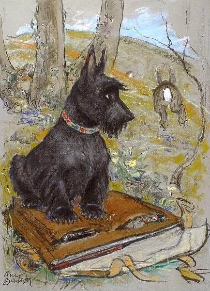 Scots terrier and rabbit by Muriel Dawson