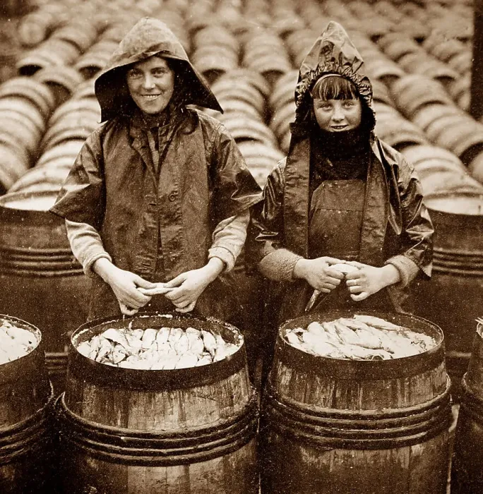 Framed Print : Scottish fisher girls (herring gutters and packers) Framed Print : Scottish fisher girls (herring gutters and packers)