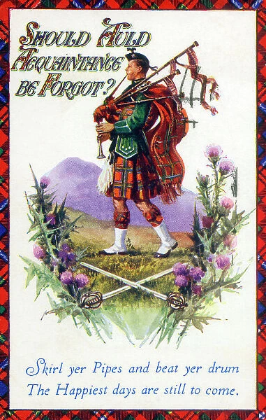 A Scottish Highlander Piper plays Auld Lang Syne