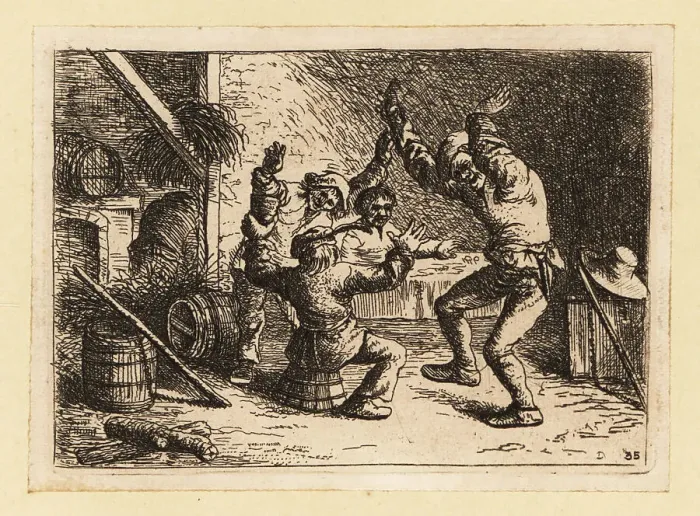 Framed Print : Scottish peasants dancing in a rustic tavern, 18th century