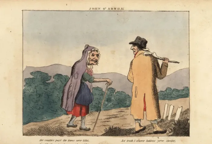 Framed Print : Scottish traveller John o Arnha encounters a witch Framed Print : Scottish traveller John o Arnha encounters a witch