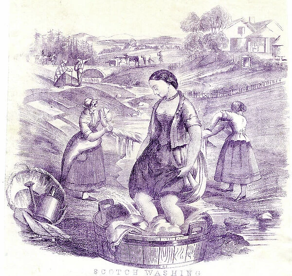 Scottish women washing clothes in the open air