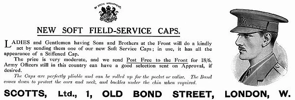 Scotts advert for soft field service caps, WW1