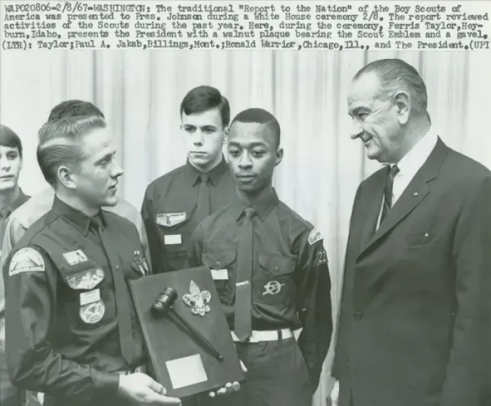 Framed Print : Scout ceremony with President Johnson Framed Print : Scout ceremony with President Johnson