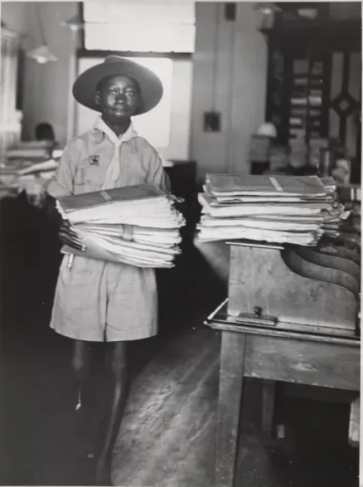 Framed Print : Scout helping in Post Office, Accra, Ghana, West Africa Framed Print : Scout helping in Post Office, Accra, Ghana, West Africa