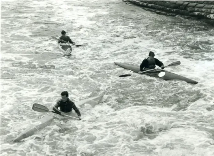 Framed Print : Scouts canoeing in turbulent waters Framed Print : Scouts canoeing in turbulent waters
