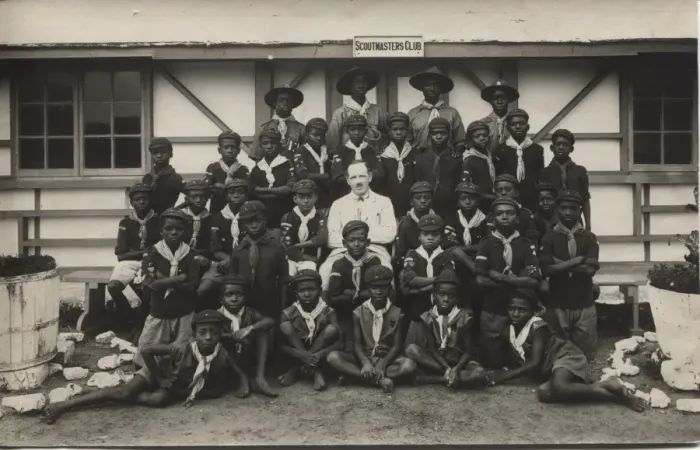 Framed Print : Scouts and cubs from Ghana with their leader