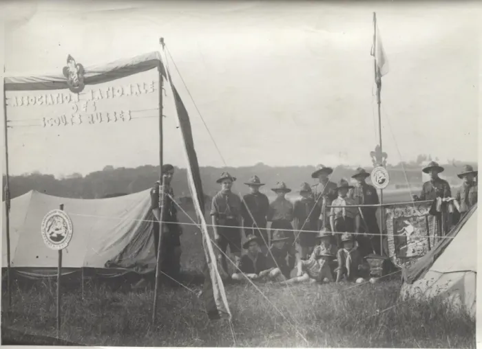Framed Print : Scouts in Exile, at camp in Triveaux, France Framed Print : Scouts in Exile, at camp in Triveaux, France