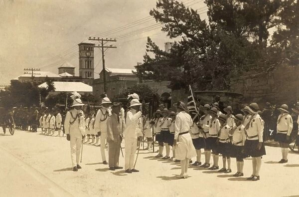 Scouts and guides on church parade, Bermuda