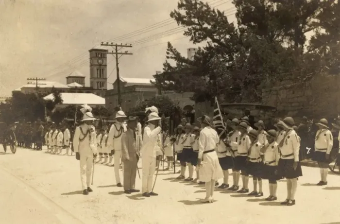 Framed Print : Scouts and guides on church parade, Bermuda Framed Print : Scouts and guides on church parade, Bermuda