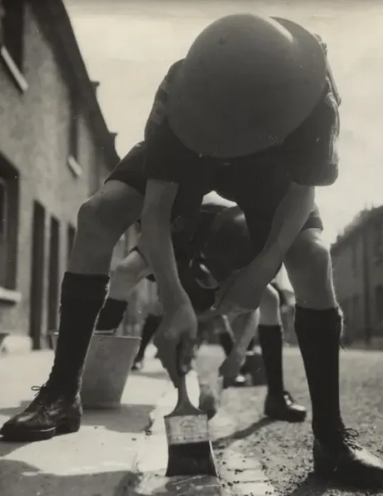 Framed Print : Scouts painting kerbs white in wartime Framed Print : Scouts painting kerbs white in wartime