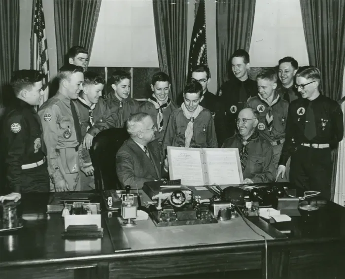 Framed Print : Scouts with President Truman Framed Print : Scouts with President Truman