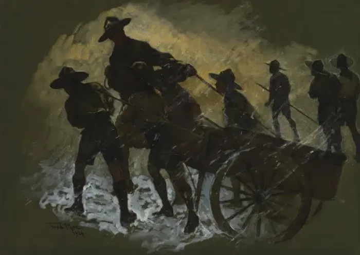 Framed Print : Scouts pull a Trek Cart Framed Print : Scouts pull a Trek Cart