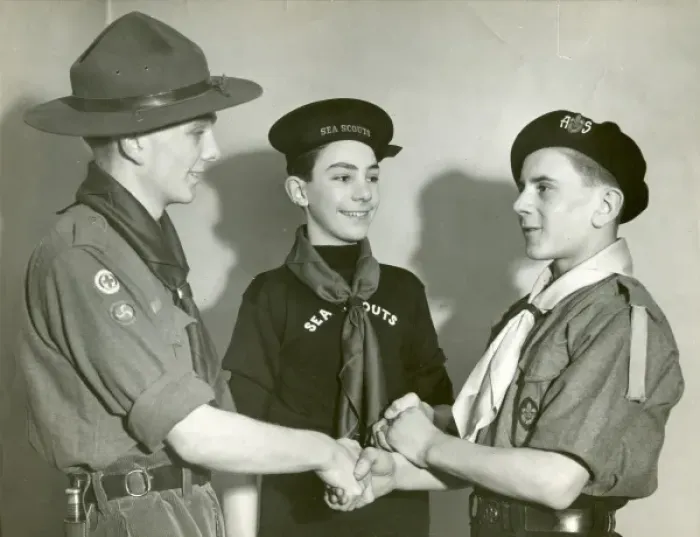 Framed Print : Scouts shaking hands Framed Print : Scouts shaking hands