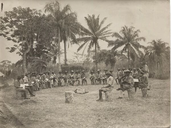Scouts sitting in a circle, Ghana, West Africa