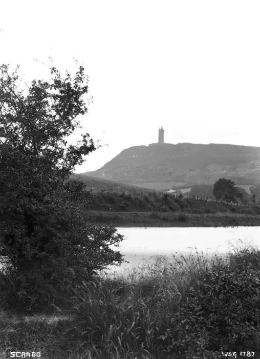 Framed Print : Scrabo - a distant view of Scrabo Hill and Tower with the duck pond in the foreground Framed Print : Scrabo - a distant view of Scrabo Hill and Tower with the duck pond in the foreground