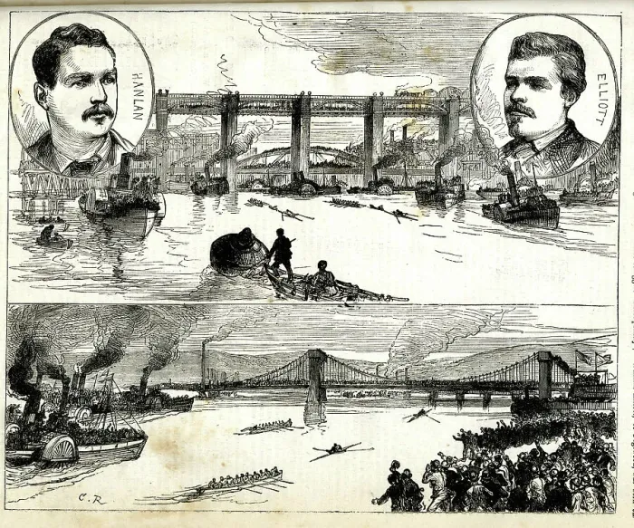 Framed Print : Sculling championship won by Edward Hanlan, River Tyne Framed Print : Sculling championship won by Edward Hanlan, River Tyne