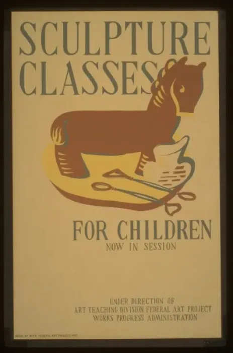 Framed Print : Sculpture classes for children now in session Under directio Framed Print : Sculpture classes for children now in session Under directio