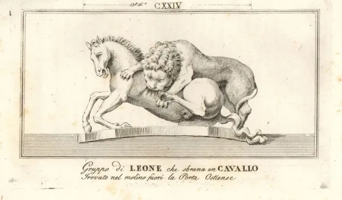 Framed Print : Sculpture of a lion attacking a horse Framed Print : Sculpture of a lion attacking a horse