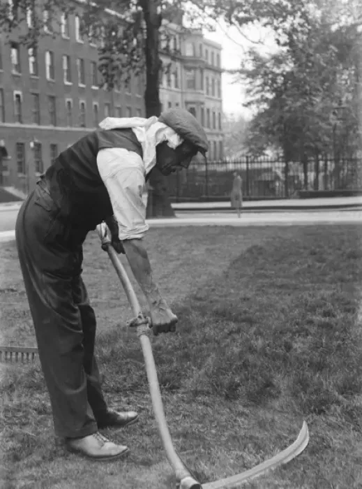 Framed Print : Scything a London Square Framed Print : Scything a London Square