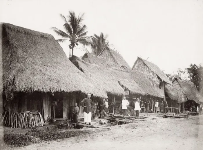 Framed Print : SE Asia, probably Malay peninsula, traditional houses Framed Print : SE Asia, probably Malay peninsula, traditional houses