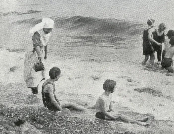 Framed Print : Sea bathing at Millfield Seaside Home, Littlehampton, Sussex Framed Print : Sea bathing at Millfield Seaside Home, Littlehampton, Sussex