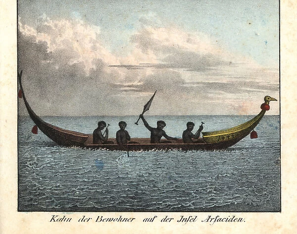 Sea canoe paddled by natives of Arsacides cape