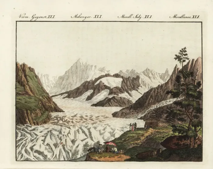 Framed Print : Sea of Ice at Montanvert Glacier, 18th century Framed Print : Sea of Ice at Montanvert Glacier, 18th century