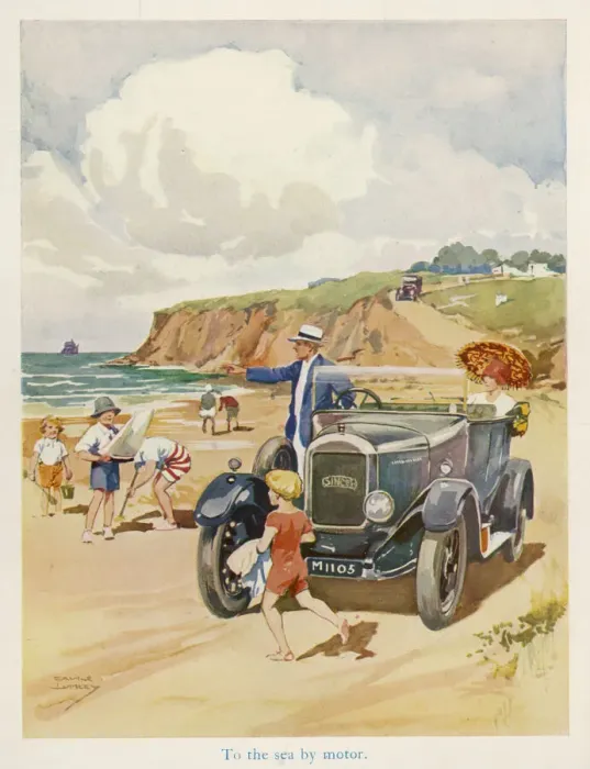 Framed Print : TO THE SEA BY MOTOR 1929
