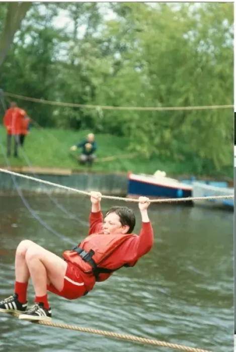 Framed Print : Sea Scout on rope bridge, Longridge Centre Framed Print : Sea Scout on rope bridge, Longridge Centre