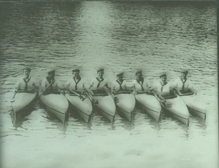Framed Print : Eight Sea Scouts in their canoes Framed Print : Eight Sea Scouts in their canoes