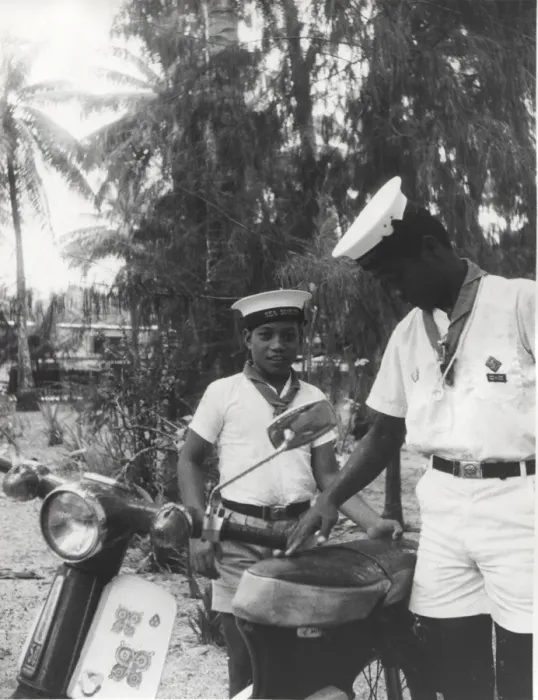 Framed Print : Sea scouts with moped, Gilbert Islands, Pacific Framed Print : Sea scouts with moped, Gilbert Islands, Pacific