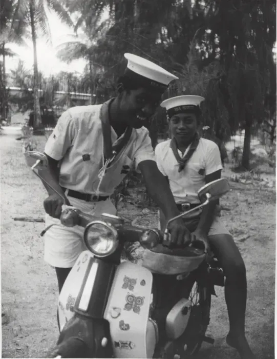 Framed Print : Sea scouts with moped, Gilbert Islands, Pacific Framed Print : Sea scouts with moped, Gilbert Islands, Pacific