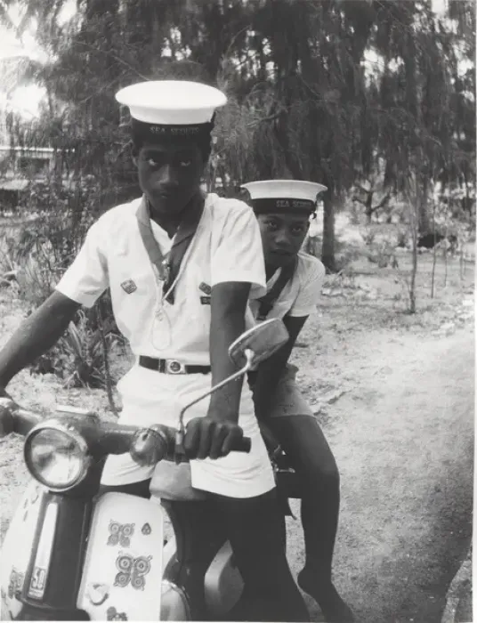 Framed Print : Sea scouts with moped, Gilbert Islands, Pacific Framed Print : Sea scouts with moped, Gilbert Islands, Pacific