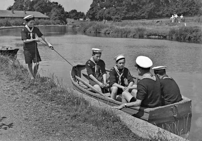 Framed Print : Sea scouts in a rowing boat Framed Print : Sea scouts in a rowing boat