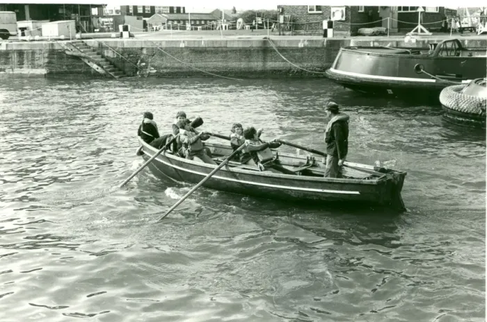 Framed Print : Sea Scouts rowing whaler, London Docks Framed Print : Sea Scouts rowing whaler, London Docks