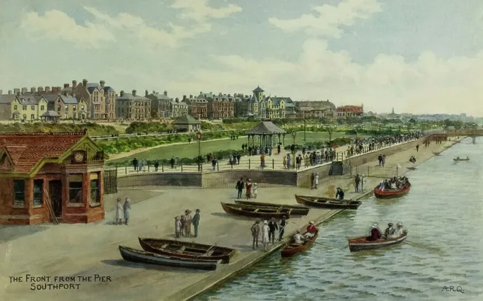 Framed Print : Sea Front viewed from the pier, Southport, Lancashire Framed Print : Sea Front viewed from the pier, Southport, Lancashire