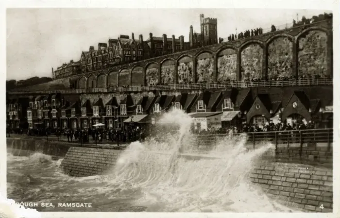 Framed Print : Seafront in Rough Sea, Ramsgate, Kent