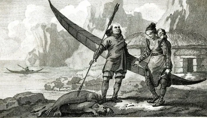 Framed Print : Seal Hunters in Greenland Framed Print : Seal Hunters in Greenland