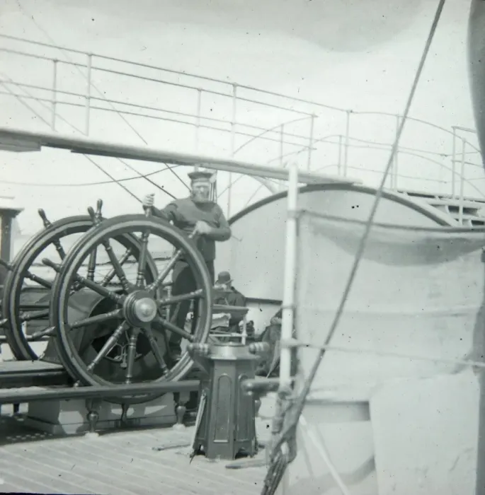 Framed Print : Seaman at the wheel of a ship Framed Print : Seaman at the wheel of a ship