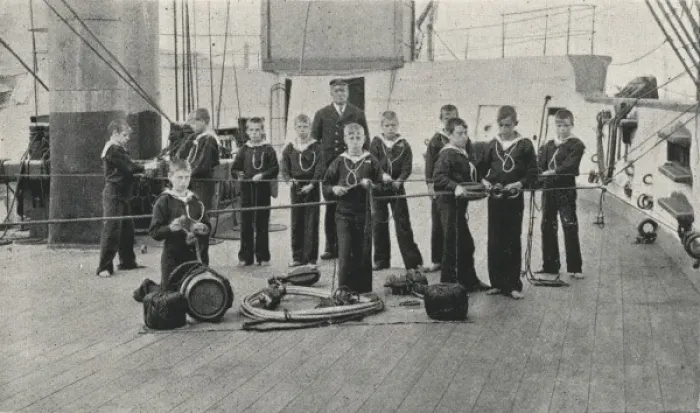Framed Print : Seamanship Class, Training Ship Wellesley, North Shields Framed Print : Seamanship Class, Training Ship Wellesley, North Shields