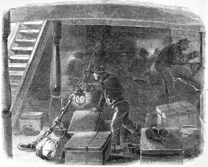 Framed Print : Searching for Stowaways on board an Emigrant Ship, 1850 Framed Print : Searching for Stowaways on board an Emigrant Ship, 1850