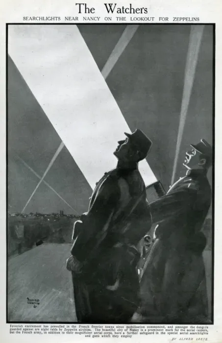 Framed Print : Searchlights near Nancy, France, WW1 Framed Print : Searchlights near Nancy, France, WW1