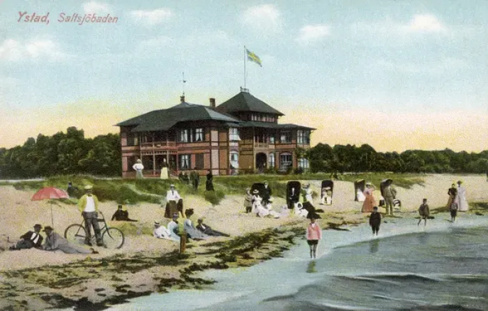 Framed Print : Seaside scene with pavilion, Ystad, Sweden Framed Print : Seaside scene with pavilion, Ystad, Sweden